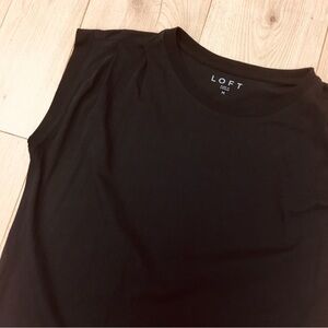LOFT black tee shirt top blouse shirt sleeve muscle tee feminine wide cotton